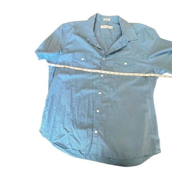 Calvin Klein Men's Size Xlarge Blue White Short Sleeve Button Up - Picture 5 of 6